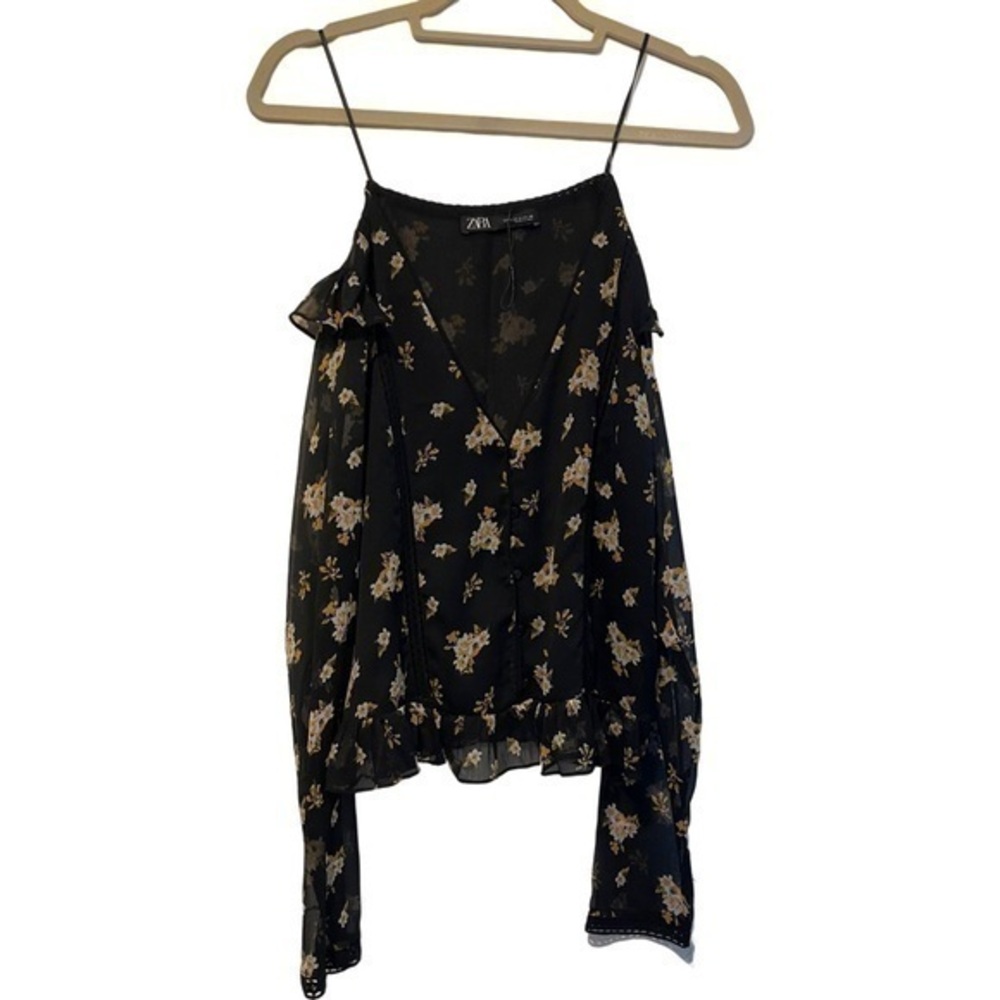 Zara Black Floral Crop top